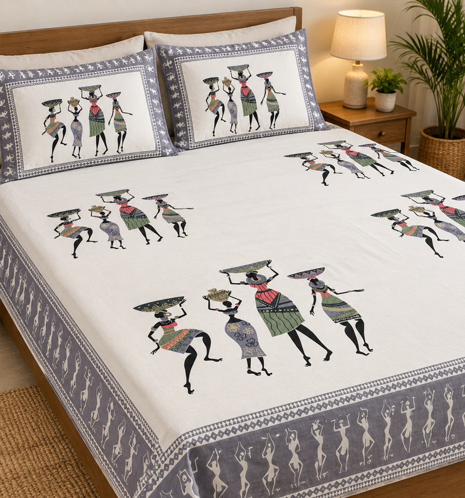Adiva Tribal Art Cotton Bedsheet