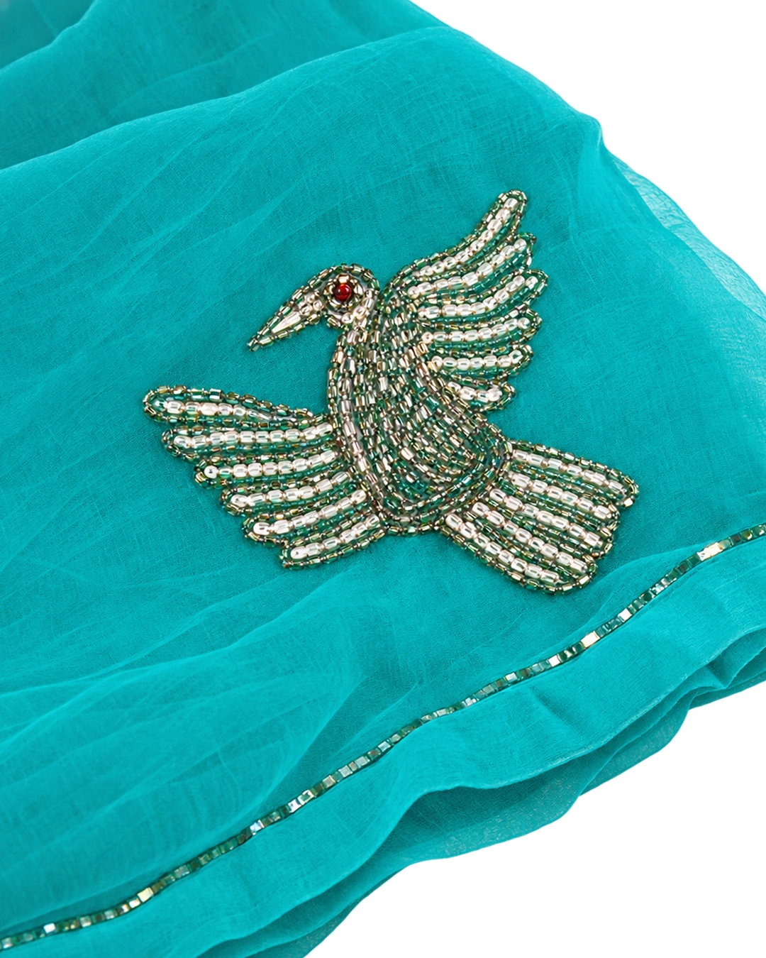 Turquoise Chiffon Handwork