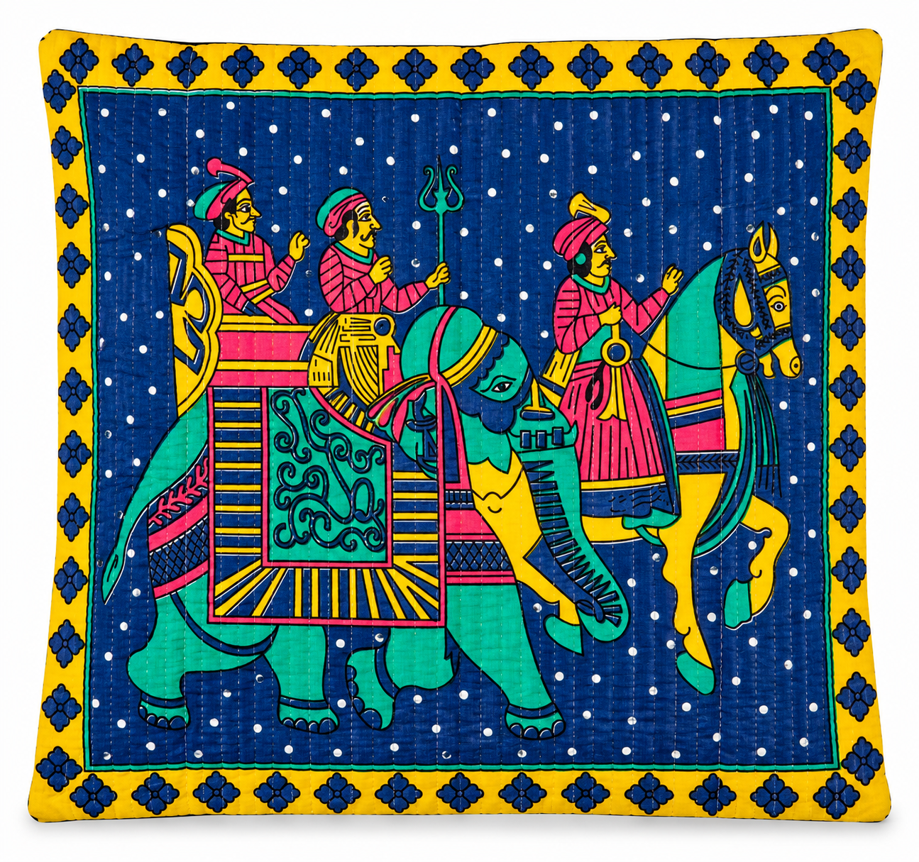 Royal Procession Folk Art Cushion