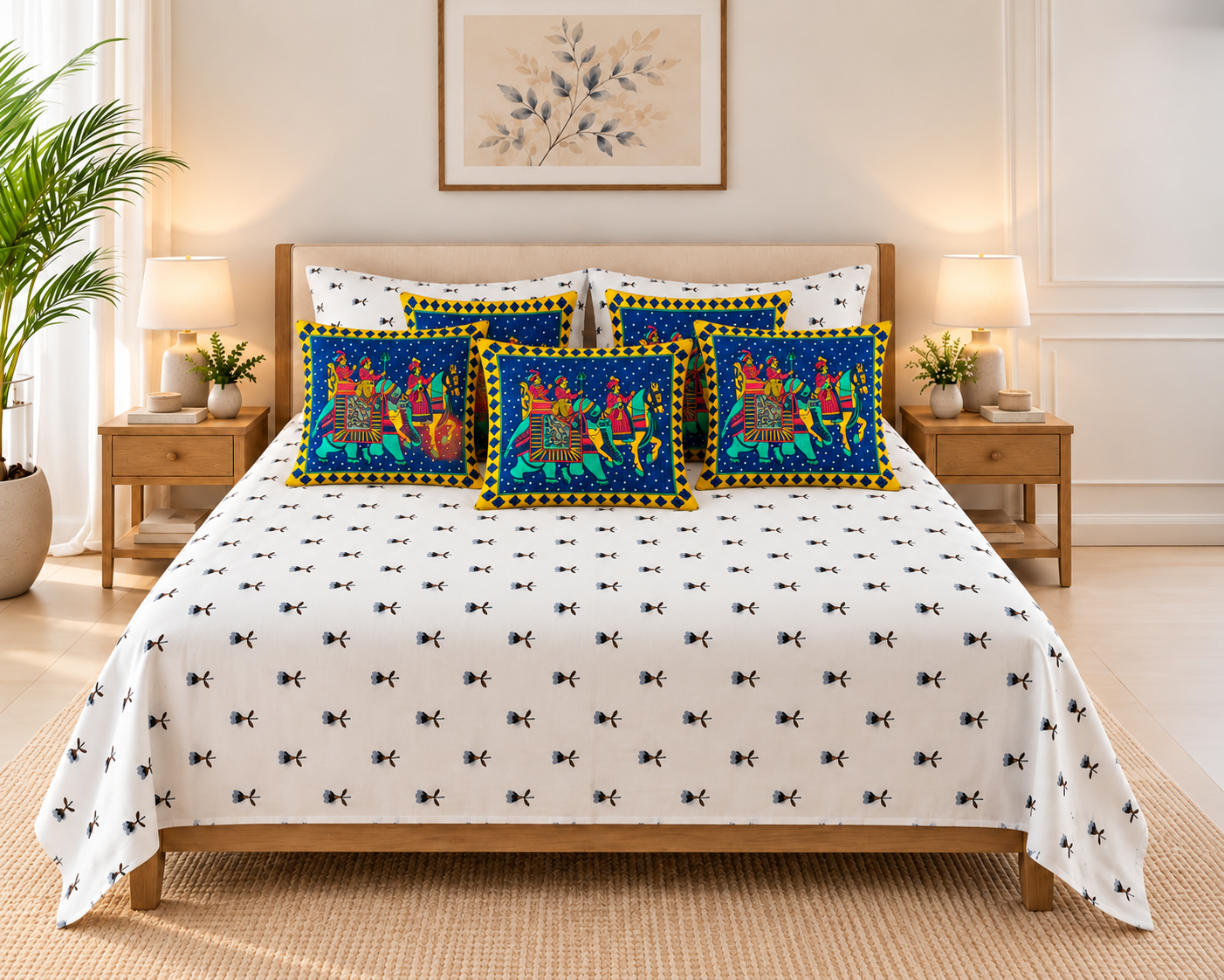 Royal Procession Folk Art Cushion