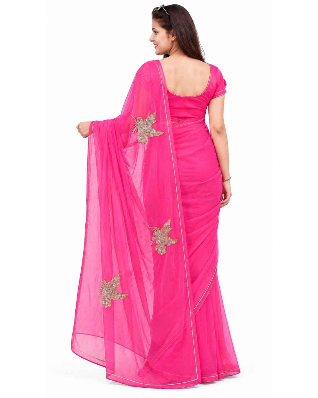 Pink Chiffon Handwork