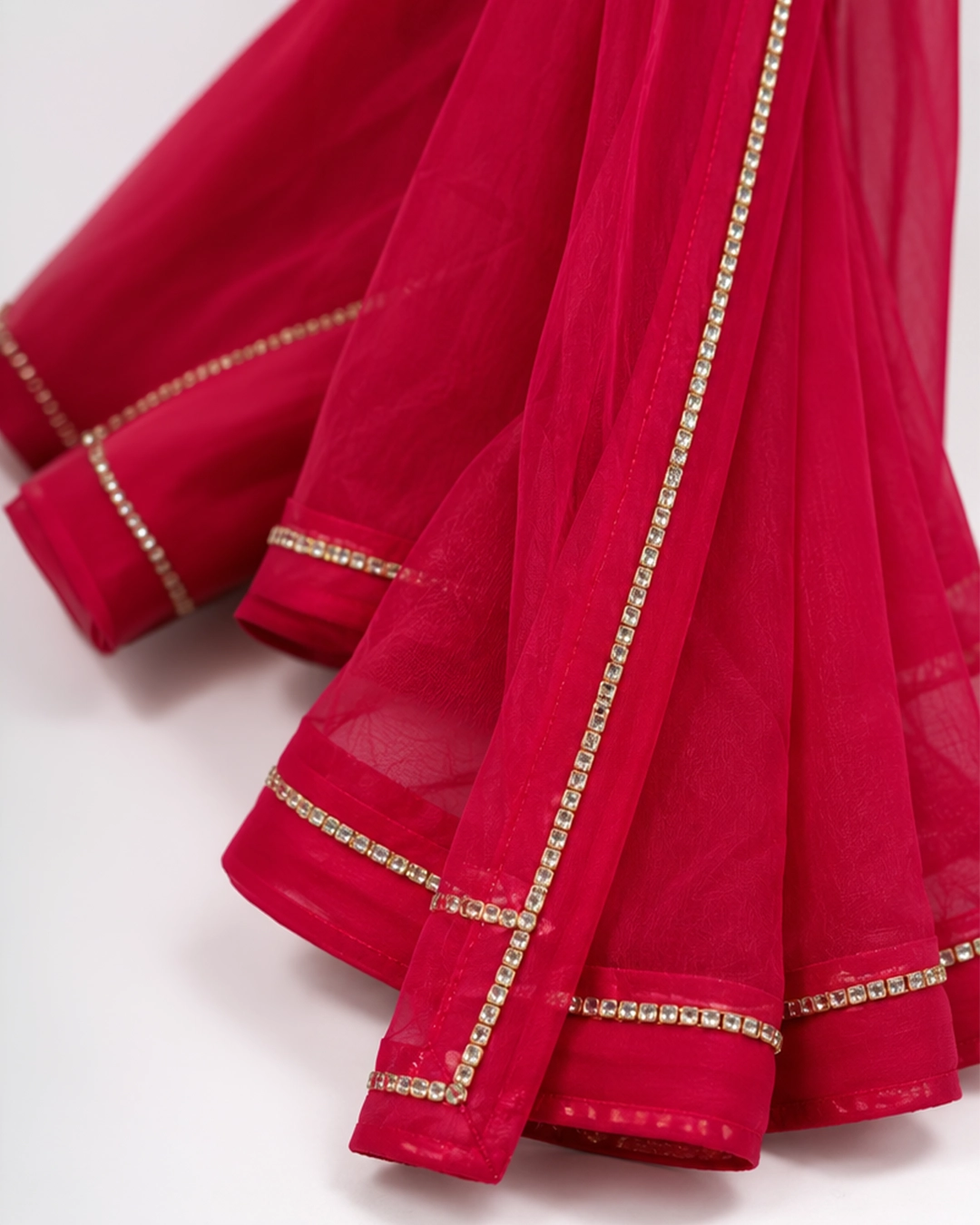 Rani-Pink Chiffon Handwork