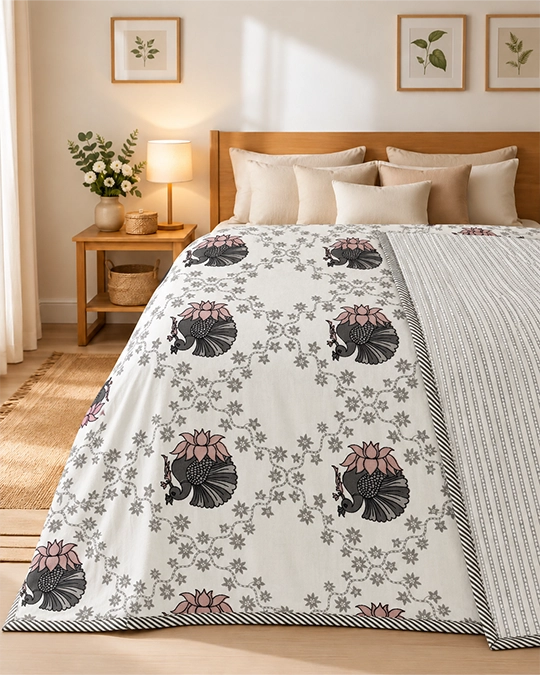 Blush Peacock Reversible Dohar