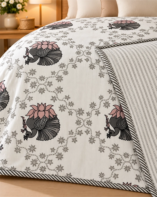 Blush Peacock Reversible Dohar