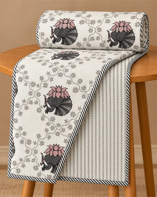 Blush Peacock Reversible Dohar