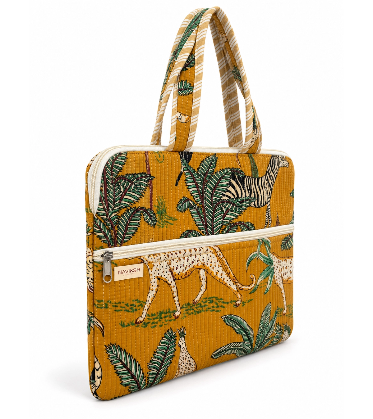 Golden Safari Quilted Laptop Bag