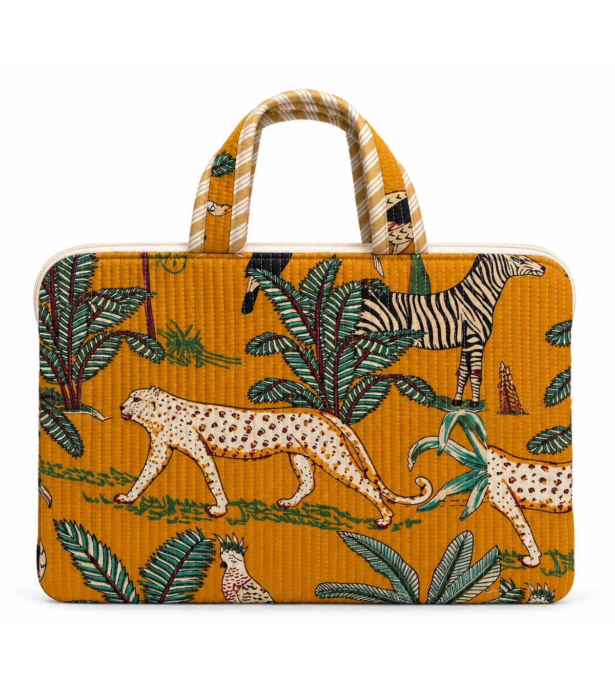 Golden Safari Quilted Laptop Bag