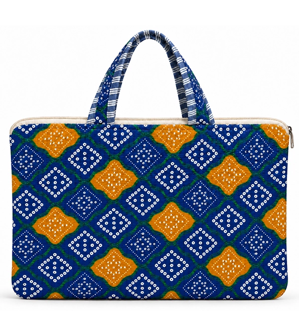 Indigo Mustard Mosaic Quilted Laptop Bag