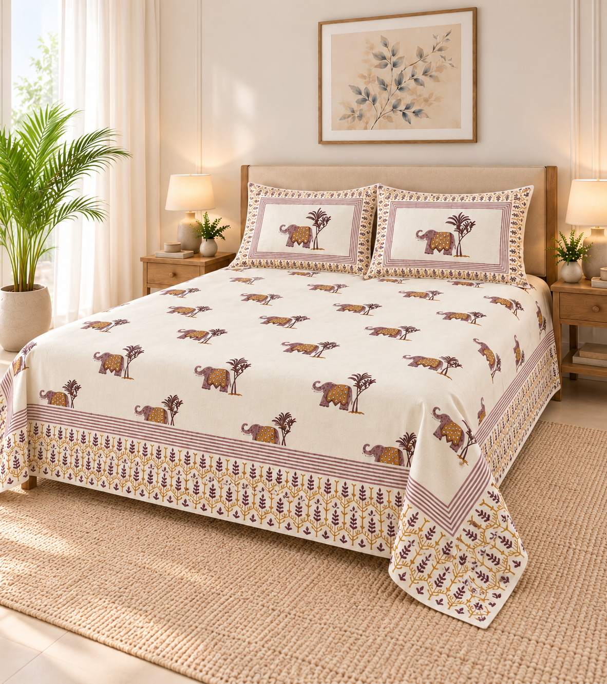 Royal Mustard Elephant Heritage Bedsheet