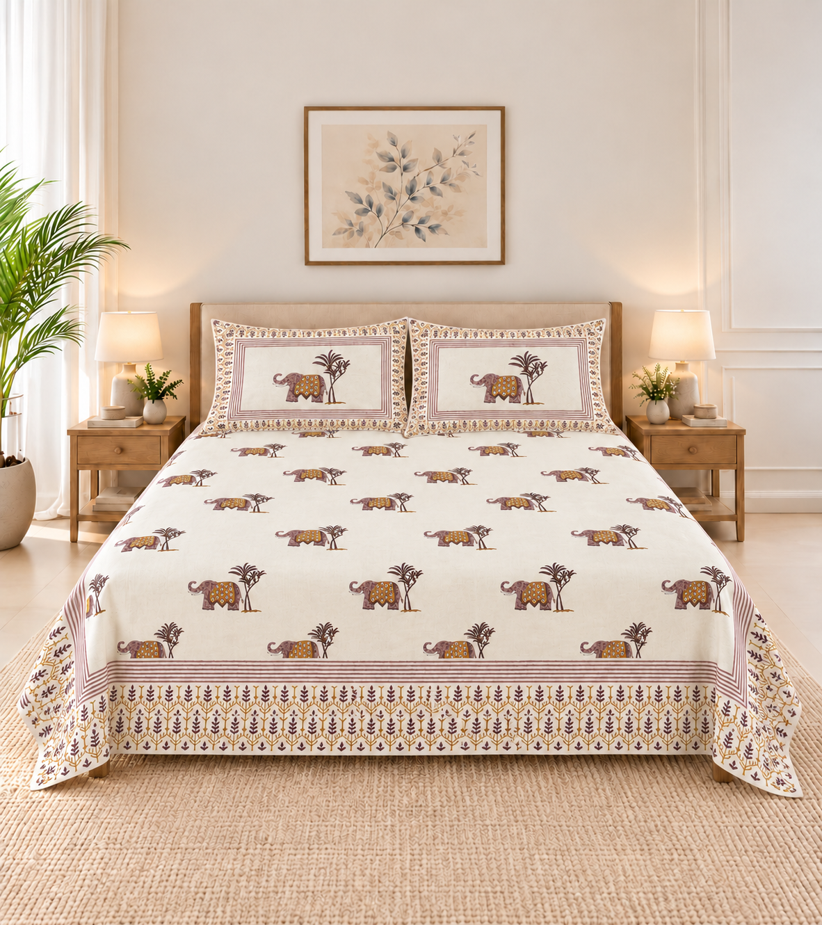 Royal Mustard Elephant Heritage Bedsheet