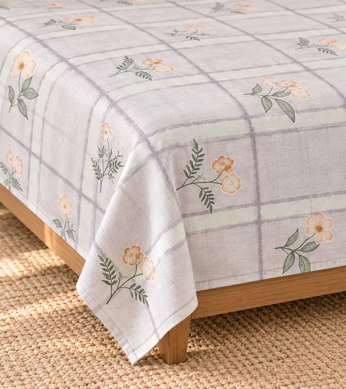 Lavender Blossom Checkered Bedsheet