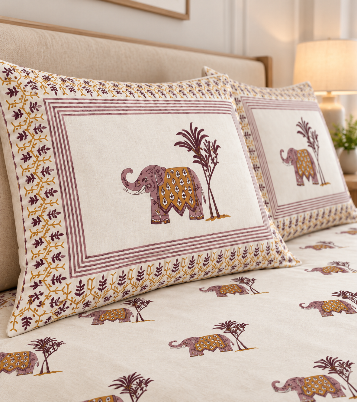 Royal Mustard Elephant Heritage Bedsheet