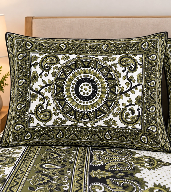Olive Royal Paisley Bedsheet