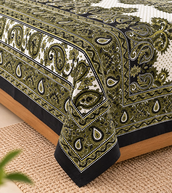 Olive Royal Paisley Bedsheet