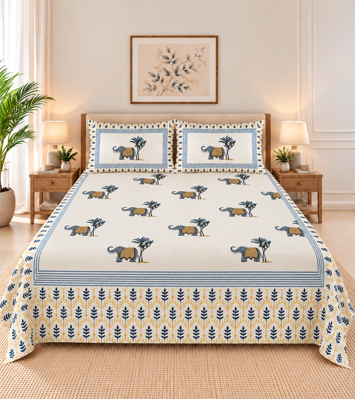 Royal Blue Elephant Heritage Bedsheet