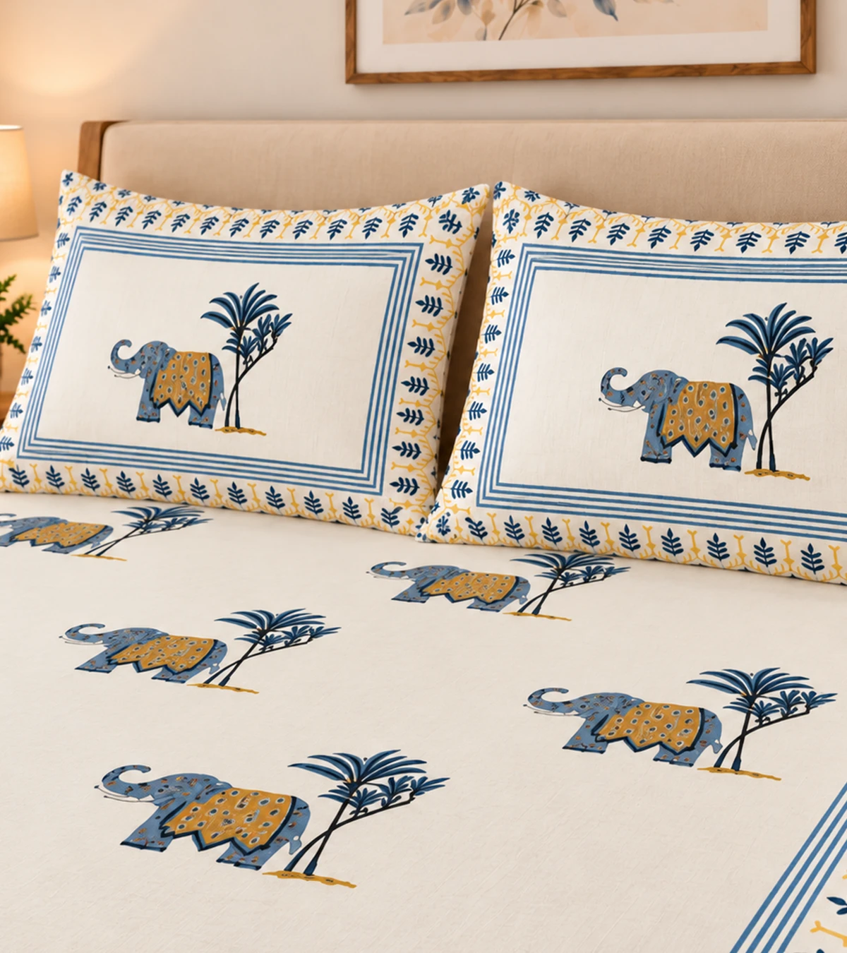 Royal Blue Elephant Heritage Bedsheet