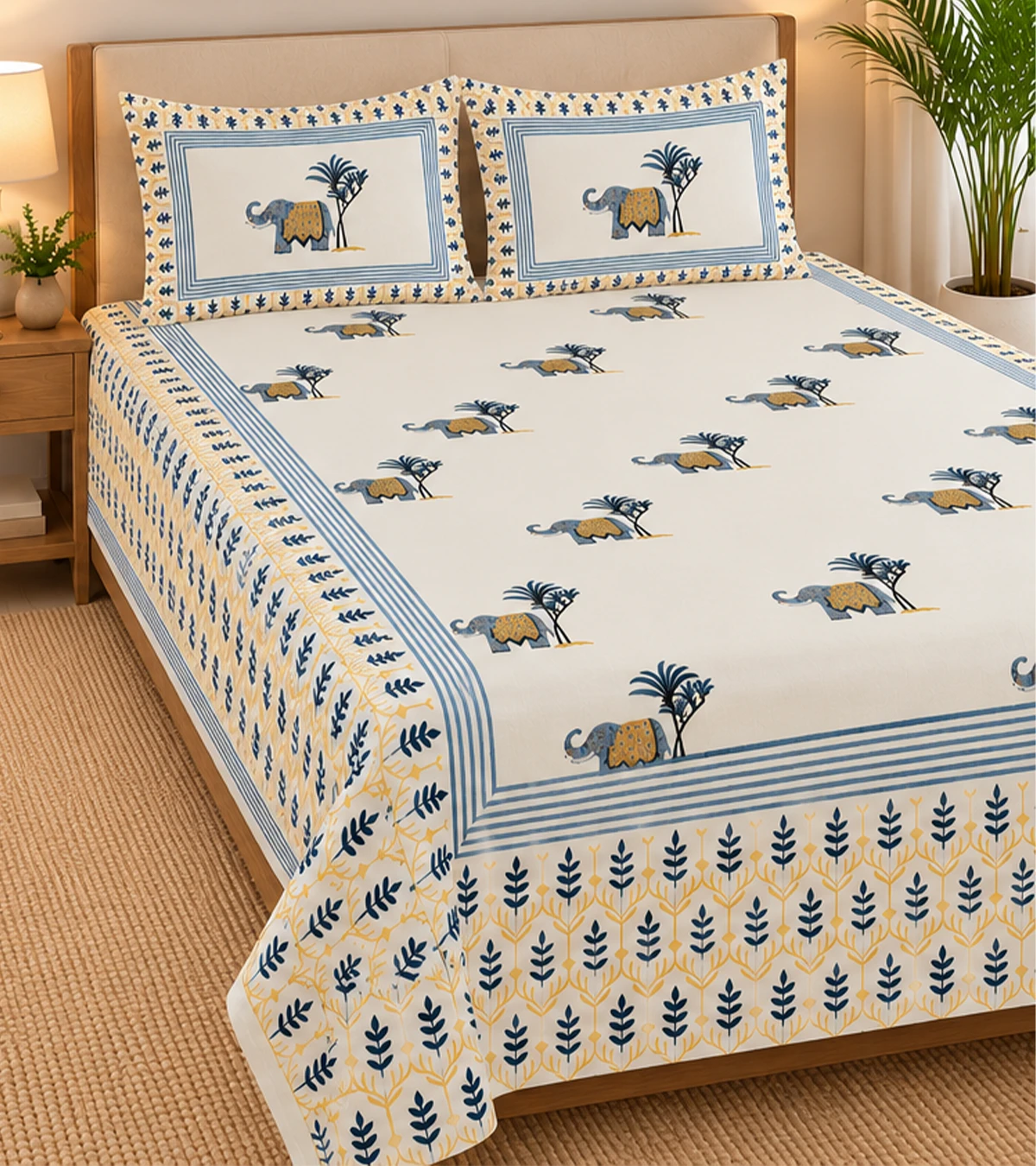 Royal Blue Elephant Heritage Bedsheet