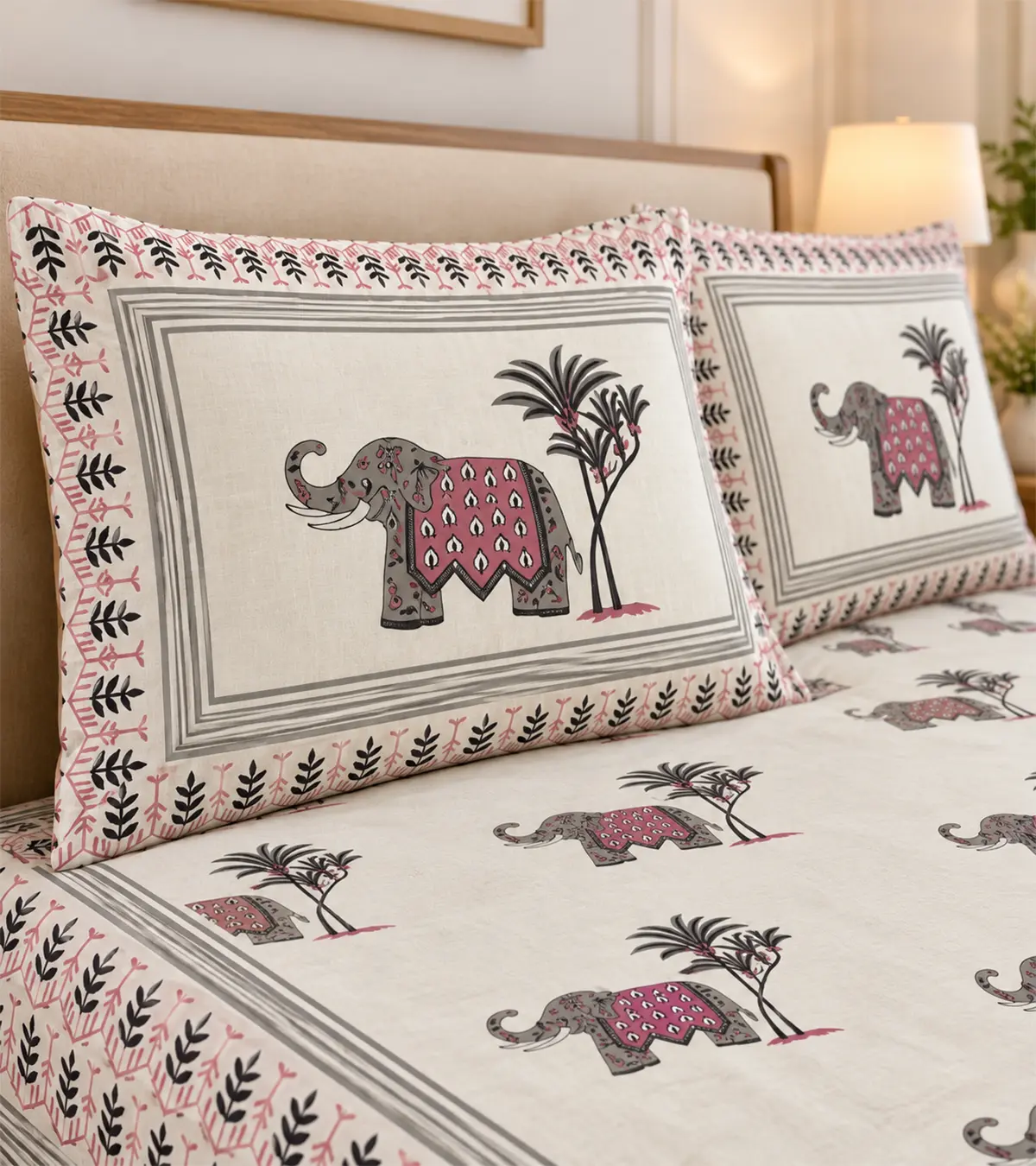 Royal Elephant Heritage Printed Bedsheet