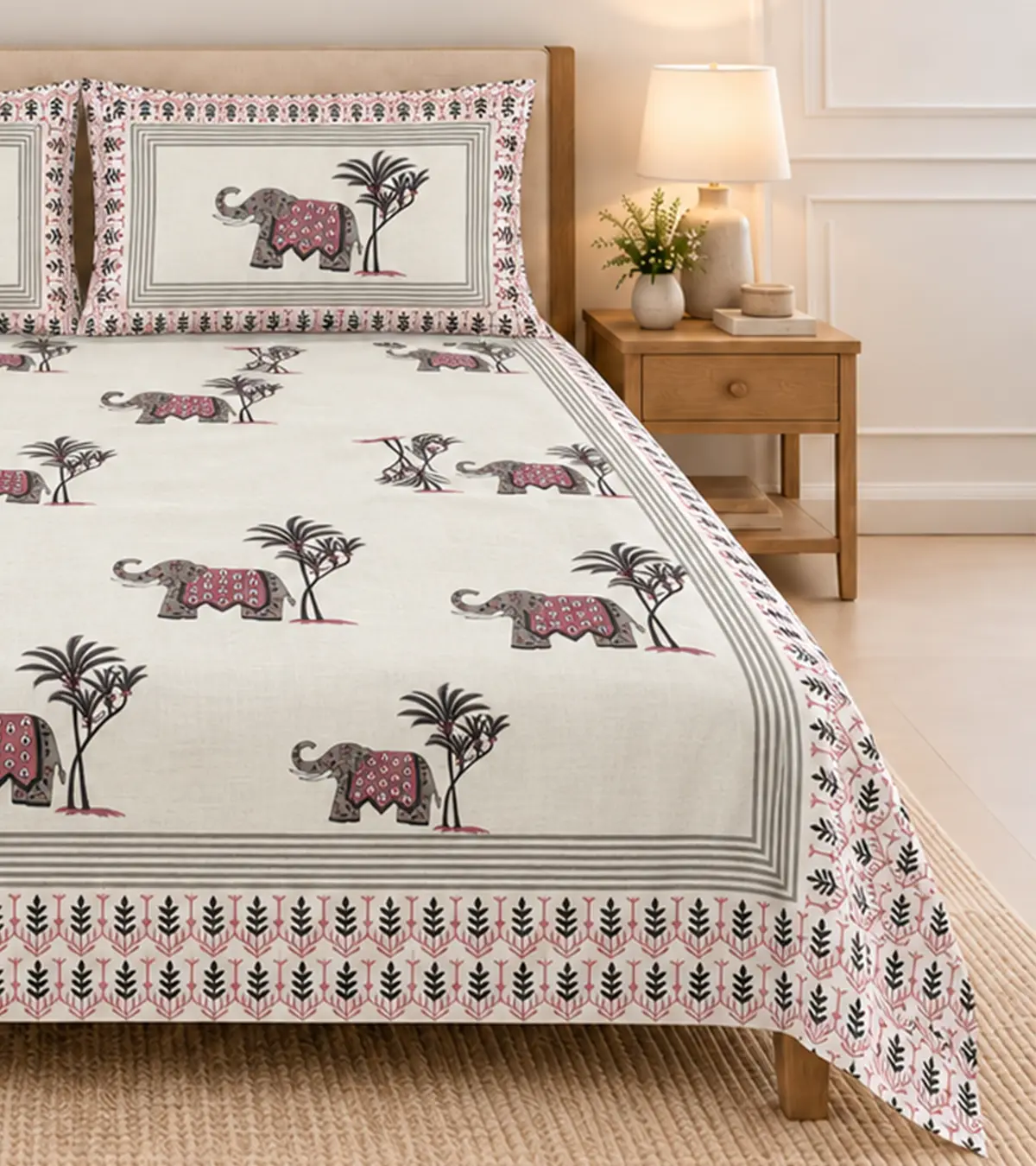 Royal Elephant Heritage Printed Bedsheet