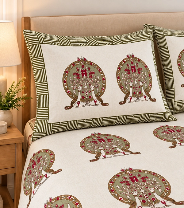Royal Peacock Floral Bedsheet