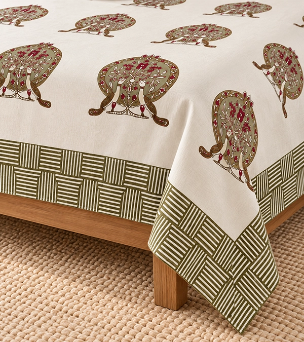 Royal Peacock Floral Bedsheet
