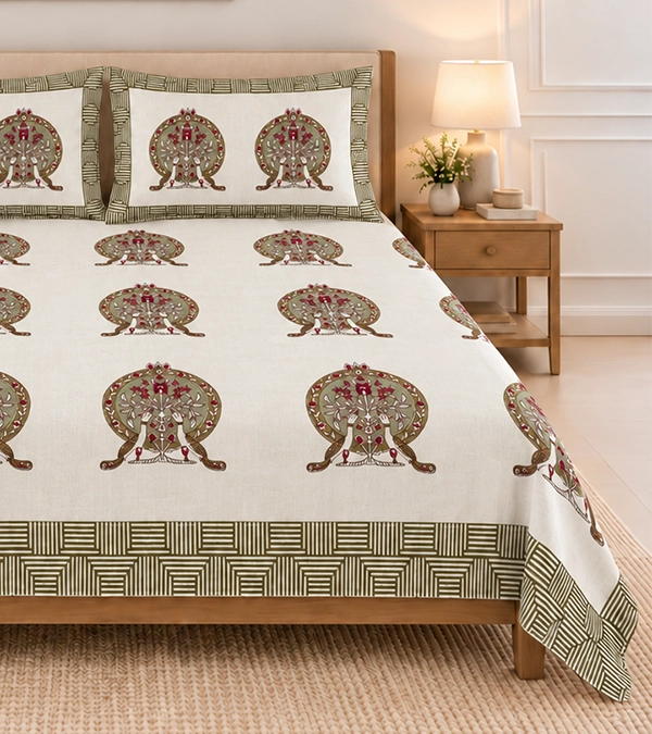 Royal Peacock Floral Bedsheet