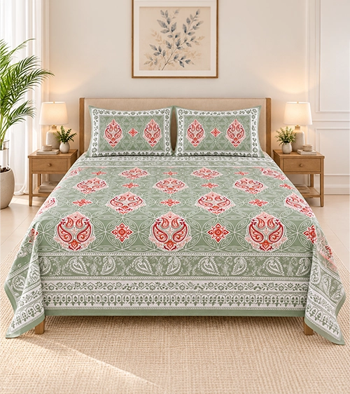 Sage Heritage Paisley Bedsheet