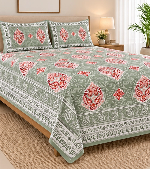Sage Heritage Paisley Bedsheet