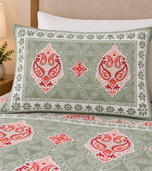 Sage Heritage Paisley Bedsheet