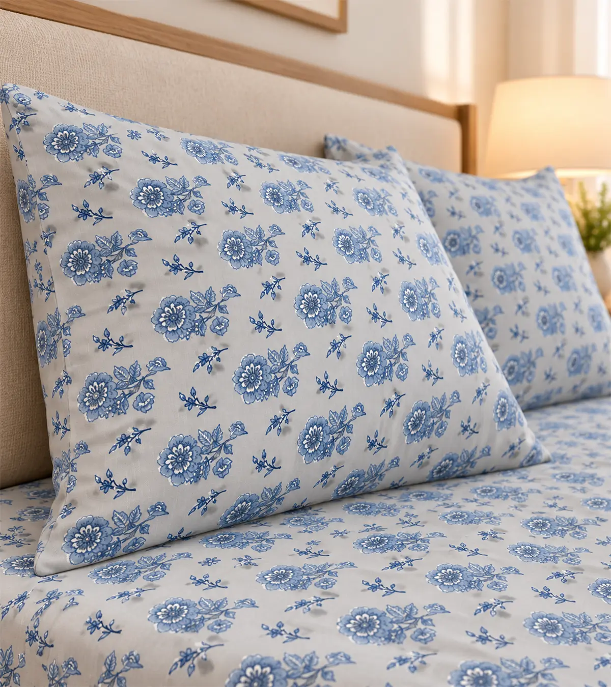Vintage Floral Blue Bombay Dyeing Bedsheet
